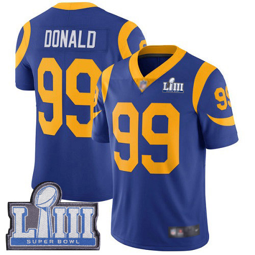Los Angeles Rams Limited Royal Blue Men Aaron Donald Alternate Jersey NFL Football 99 Super Bowl LIII Bound Vapor Untouchable